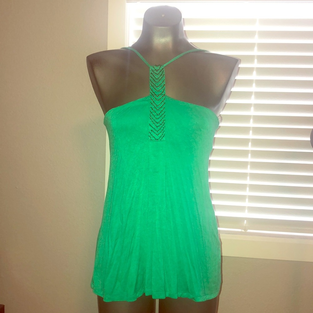 Green halter top w/black&gold detail in the middle